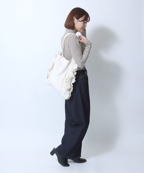 Lee（リー）の「Lee（リー）サイドフリルトートバッグ/デニム・シルバーメタリック・キャンバストート レディース（トートバッグ・レディース・インディゴブルー/シルバー/オフホワイト/ブラック/ライトグリーン・FREE）」の22枚目の写真