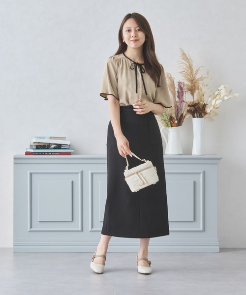 MISCH MASCH（ミッシュマッシュ）の「配色フレアスリーブブラウス MM438104（シャツ/ブラウス・レディース・ブラック/ホワイト/ベージュ・ﾌﾘ-）」の15枚目の写真