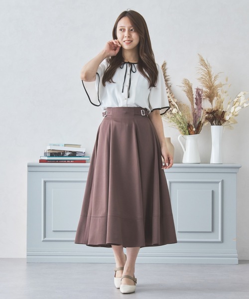 MISCH MASCH（ミッシュマッシュ）の「配色フレアスリーブブラウス MM438104（シャツ/ブラウス・レディース・ブラック/ホワイト/ベージュ・ﾌﾘ-）」の16枚目の写真