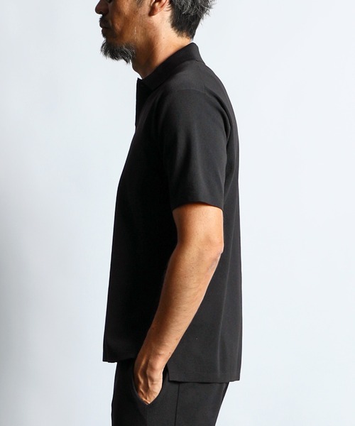 The DUFFER of ST.GEORGE（ザダファーオブセントジョージ）の「SET UP SOFT CHILL KNIT POLO：セットアップ ニットポロ（ポロシャツ・メンズ・ブラック・MEDIUM/LARGE/X-LARGE）」の4枚目の写真