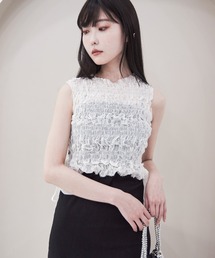 楽天 セール】ネクタイ付きカットオフクロップドシャツ（シャツ トップス