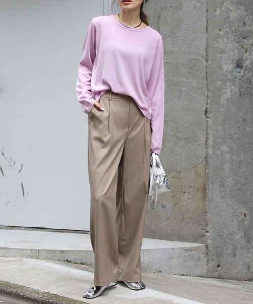 Bonjour Sagan（ボンジュールサガン）の「杢調タックワイドパンツ（その他パンツ・レディース・ライトベージュ/チャコールグレー/モカ・M/MT）」の19枚目の写真