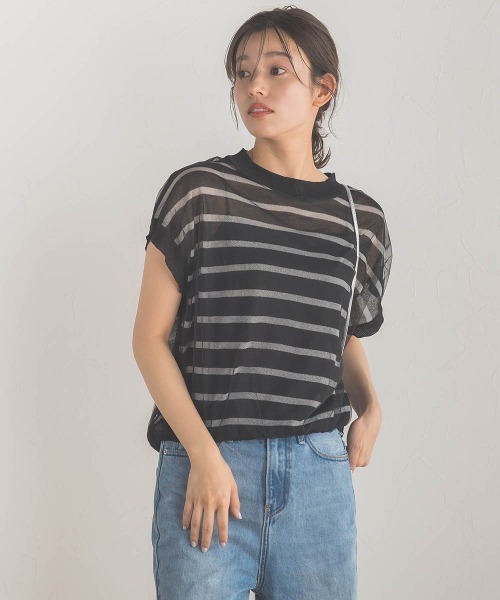Droite lautreamont(ドロワットロートレアモン)の「シアーチュールニット≪手洗い可能≫(ニット/セーター・レディース・ブラック系その他/オフホワイト/ブラック・M)」の20枚目の写真