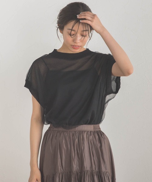 Droite lautreamont(ドロワットロートレアモン)の「シアーチュールニット≪手洗い可能≫(ニット/セーター・レディース・ブラック系その他/オフホワイト/ブラック・M)」の12枚目の写真