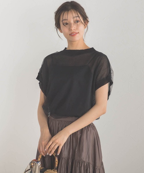Droite lautreamont(ドロワットロートレアモン)の「シアーチュールニット≪手洗い可能≫(ニット/セーター・レディース・ブラック系その他/オフホワイト/ブラック・M)」の13枚目の写真