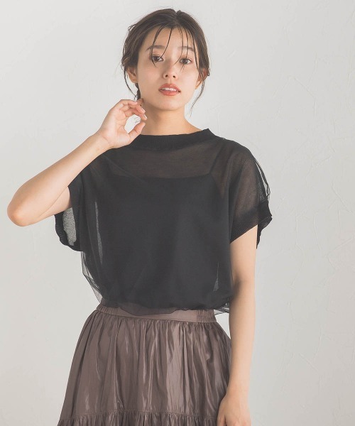 Droite lautreamont(ドロワットロートレアモン)の「シアーチュールニット≪手洗い可能≫(ニット/セーター・レディース・ブラック系その他/オフホワイト/ブラック・M)」の14枚目の写真