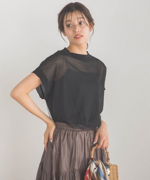 Droite lautreamont(ドロワットロートレアモン)の「シアーチュールニット≪手洗い可能≫(ニット/セーター・レディース・ブラック系その他/オフホワイト/ブラック・M)」の11枚目の写真