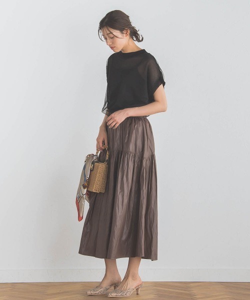 Droite lautreamont(ドロワットロートレアモン)の「シアーチュールニット≪手洗い可能≫(ニット/セーター・レディース・ブラック系その他/オフホワイト/ブラック・M)」の16枚目の写真