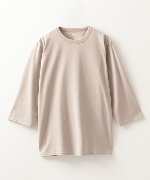 NAVY(ネイビー)の「【ベーシック】クルーネック7分袖Tシャツ(Tシャツ/カットソー・メンズ・ブラック/グレイッシュベージュ/チャコールグレー/ホワイト・S/M/L/XL)」の4枚目の写真