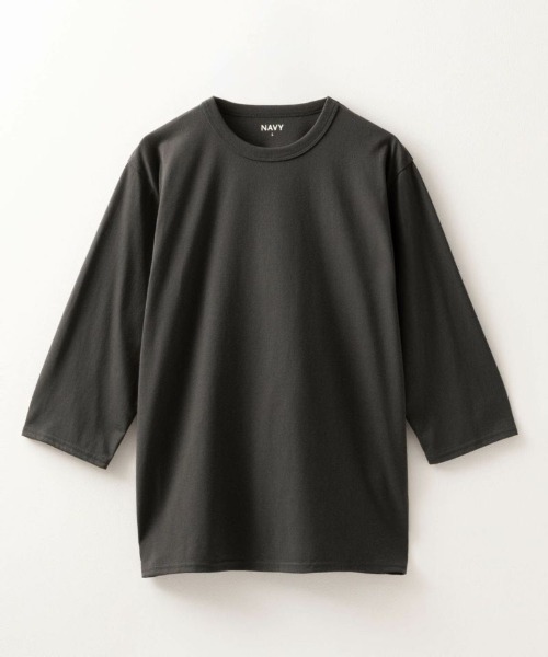 NAVY(ネイビー)の「【ベーシック】クルーネック7分袖Tシャツ(Tシャツ/カットソー・メンズ・ブラック/グレイッシュベージュ/チャコールグレー/ホワイト・S/M/L/XL)」の2枚目の写真