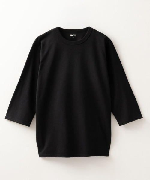 NAVY(ネイビー)の「【ベーシック】クルーネック7分袖Tシャツ(Tシャツ/カットソー・メンズ・ブラック/グレイッシュベージュ/チャコールグレー/ホワイト・S/M/L/XL)」の1枚目の写真