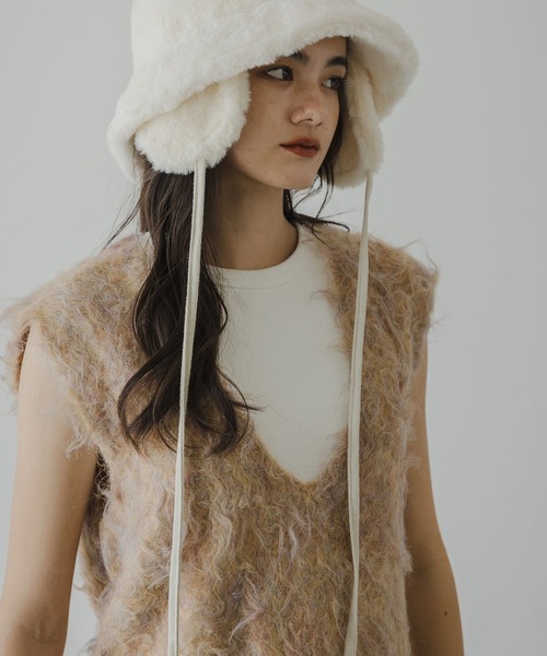 rectangle（レクタングル）の「ミックスカラーシャギーVネックベスト（ベスト・レディース・グリーン系/オレンジ系/グレー系・FREE）」の17枚目の写真