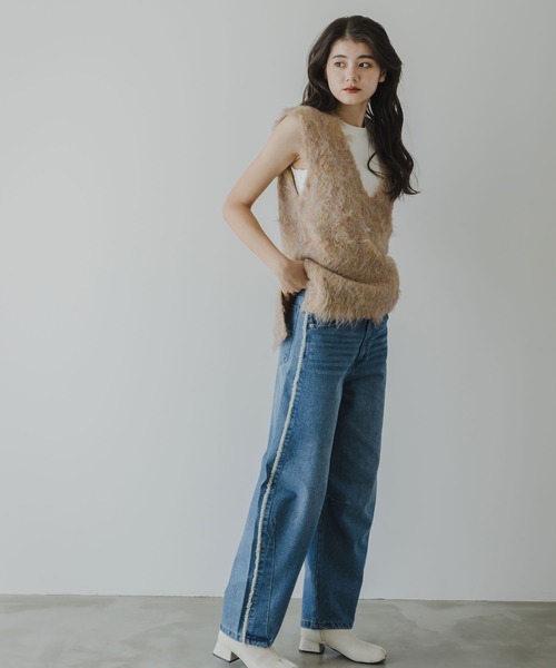 rectangle（レクタングル）の「ミックスカラーシャギーVネックベスト（ベスト・レディース・グリーン系/オレンジ系/グレー系・FREE）」の18枚目の写真