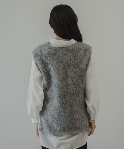 rectangle（レクタングル）の「ミックスカラーシャギーVネックベスト（ベスト・レディース・グリーン系/オレンジ系/グレー系・FREE）」の20枚目の写真