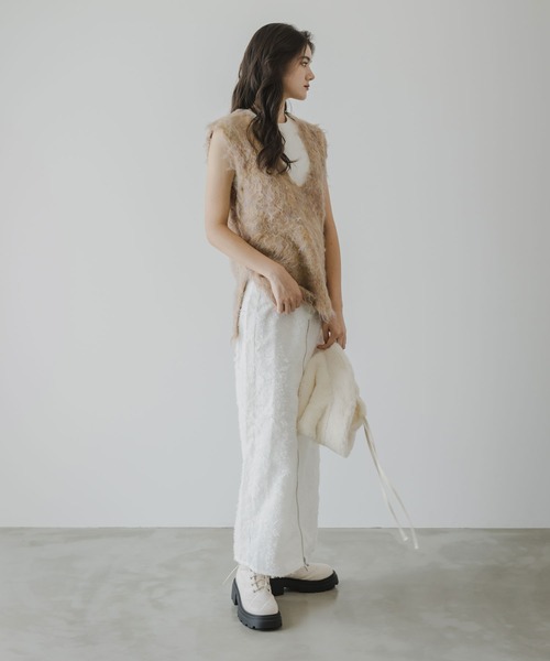 rectangle（レクタングル）の「ミックスカラーシャギーVネックベスト（ベスト・レディース・グリーン系/オレンジ系/グレー系・FREE）」の14枚目の写真