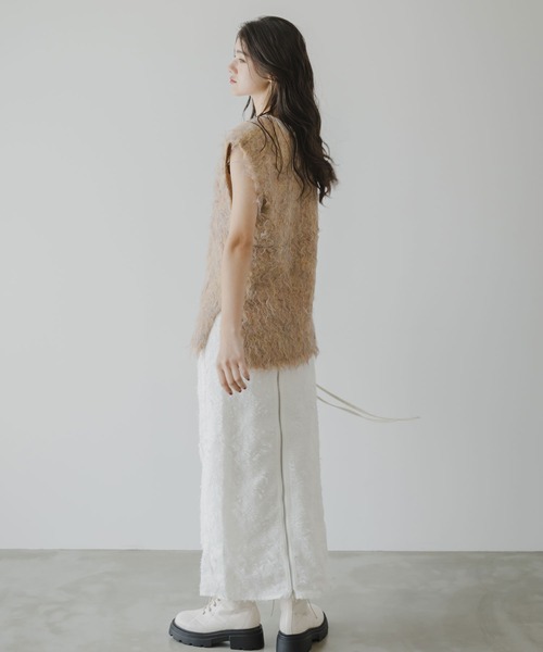 rectangle（レクタングル）の「ミックスカラーシャギーVネックベスト（ベスト・レディース・グリーン系/オレンジ系/グレー系・FREE）」の15枚目の写真