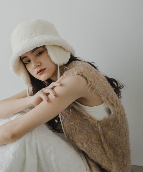 rectangle（レクタングル）の「ミックスカラーシャギーVネックベスト（ベスト・レディース・グリーン系/オレンジ系/グレー系・FREE）」の13枚目の写真