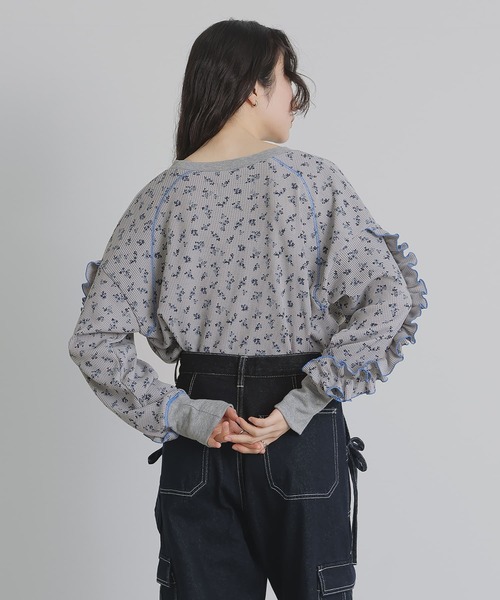 somari imagination（ソマリ イマジネーション）の「『花柄サーマルカットソー』（Tシャツ/カットソー・レディース・オフホワイト/杢グレー・FREE）」の7枚目の写真