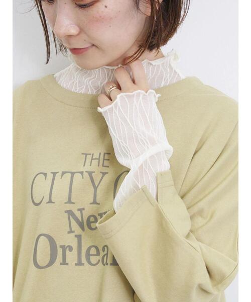 Samansa Mos2 blue（サマンサモスモスブルー）の「シアージャカードロンT（Tシャツ/カットソー・レディース・キナリ/オフホワイト/ブラック・F）」の2枚目の写真