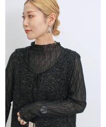 Samansa Mos2 blue | シアージャカードロンT(Tシャツ/カットソー)