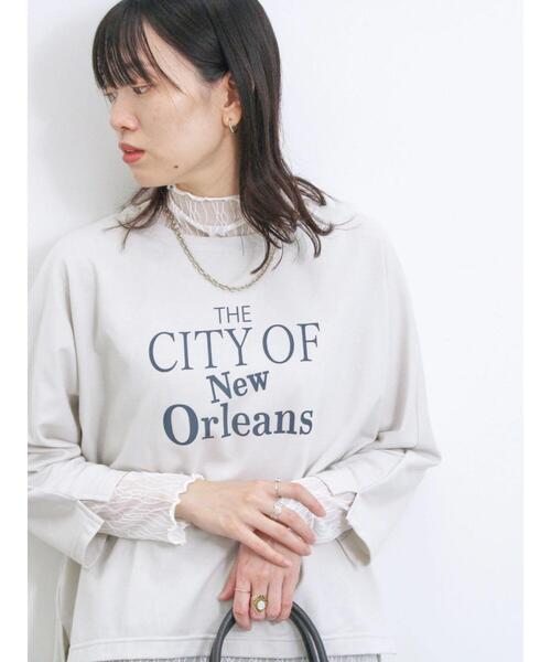 Samansa Mos2 blue（サマンサモスモスブルー）の「シアージャカードロンT（Tシャツ/カットソー・レディース・キナリ/オフホワイト/ブラック・F）」の6枚目の写真