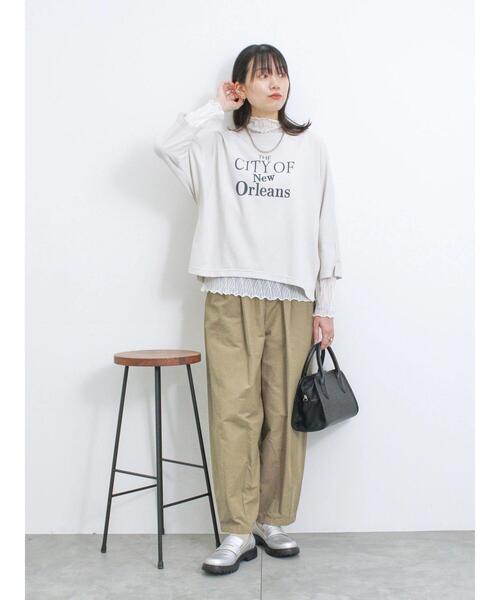 Samansa Mos2 blue（サマンサモスモスブルー）の「シアージャカードロンT（Tシャツ/カットソー・レディース・キナリ/オフホワイト/ブラック・F）」の9枚目の写真