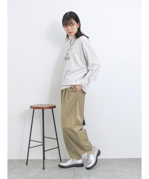 Samansa Mos2 blue（サマンサモスモスブルー）の「シアージャカードロンT（Tシャツ/カットソー・レディース・キナリ/オフホワイト/ブラック・F）」の10枚目の写真