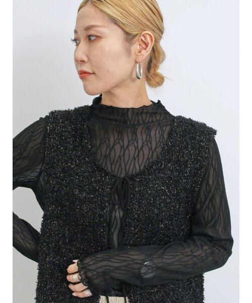 Samansa Mos2 blue（サマンサモスモスブルー）の「シアージャカードロンT（Tシャツ/カットソー・レディース・キナリ/オフホワイト/ブラック・F）」の12枚目の写真