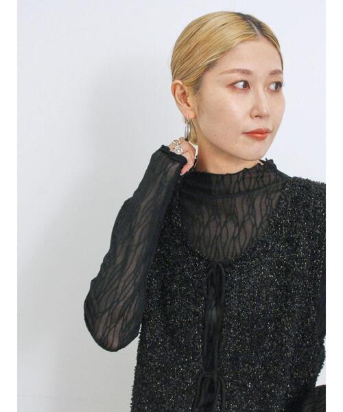 Samansa Mos2 blue（サマンサモスモスブルー）の「シアージャカードロンT（Tシャツ/カットソー・レディース・キナリ/オフホワイト/ブラック・F）」の14枚目の写真