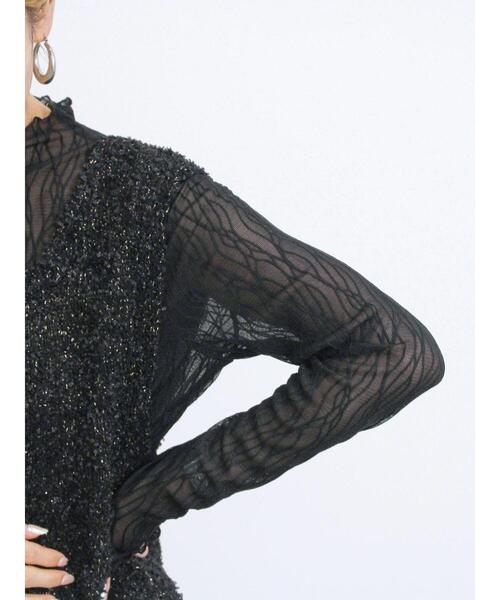 Samansa Mos2 blue（サマンサモスモスブルー）の「シアージャカードロンT（Tシャツ/カットソー・レディース・キナリ/オフホワイト/ブラック・F）」の16枚目の写真