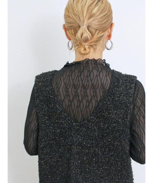 Samansa Mos2 blue（サマンサモスモスブルー）の「シアージャカードロンT（Tシャツ/カットソー・レディース・キナリ/オフホワイト/ブラック・F）」の18枚目の写真