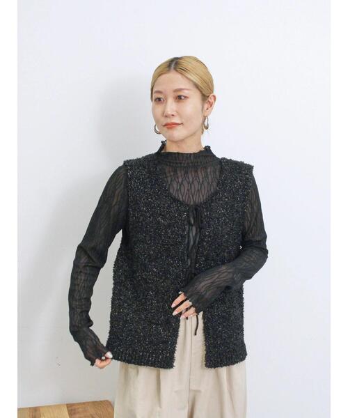 Samansa Mos2 blue（サマンサモスモスブルー）の「シアージャカードロンT（Tシャツ/カットソー・レディース・キナリ/オフホワイト/ブラック・F）」の19枚目の写真