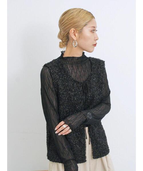 Samansa Mos2 blue（サマンサモスモスブルー）の「シアージャカードロンT（Tシャツ/カットソー・レディース・キナリ/オフホワイト/ブラック・F）」の20枚目の写真