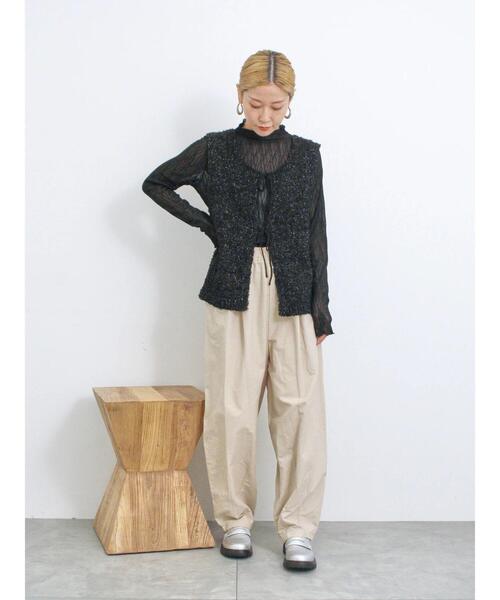 Samansa Mos2 blue（サマンサモスモスブルー）の「シアージャカードロンT（Tシャツ/カットソー・レディース・キナリ/オフホワイト/ブラック・F）」の21枚目の写真