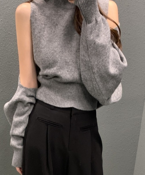 FREE STYLISTS(フリー スタイリスト)の「YUGA_YGMC ノースリーブインナー+ ボレロ ニットトップス(ニット/セーター・レディース・ブラック/オフホワイト/ライトグレー・FREE)」の12枚目の写真