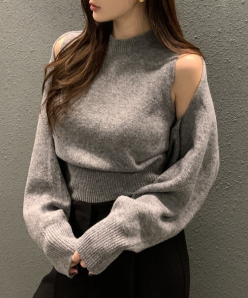 FREE STYLISTS(フリー スタイリスト)の「YUGA_YGMC ノースリーブインナー+ ボレロ ニットトップス(ニット/セーター・レディース・ブラック/オフホワイト/ライトグレー・FREE)」の10枚目の写真