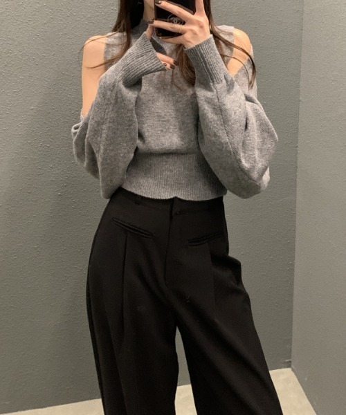 FREE STYLISTS(フリー スタイリスト)の「YUGA_YGMC ノースリーブインナー+ ボレロ ニットトップス(ニット/セーター・レディース・ブラック/オフホワイト/ライトグレー・FREE)」の17枚目の写真