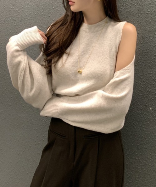 FREE STYLISTS(フリー スタイリスト)の「YUGA_YGMC ノースリーブインナー+ ボレロ ニットトップス(ニット/セーター・レディース・ブラック/オフホワイト/ライトグレー・FREE)」の6枚目の写真