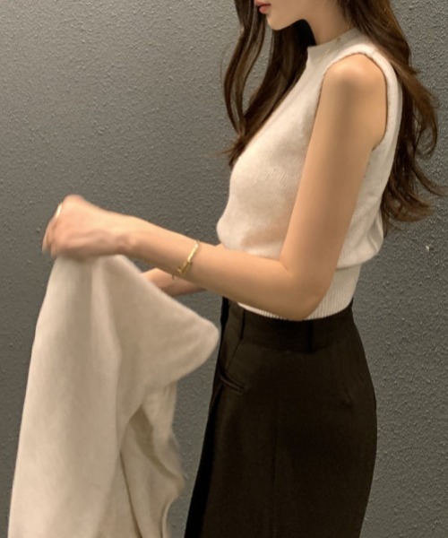 FREE STYLISTS(フリー スタイリスト)の「YUGA_YGMC ノースリーブインナー+ ボレロ ニットトップス(ニット/セーター・レディース・ブラック/オフホワイト/ライトグレー・FREE)」の19枚目の写真