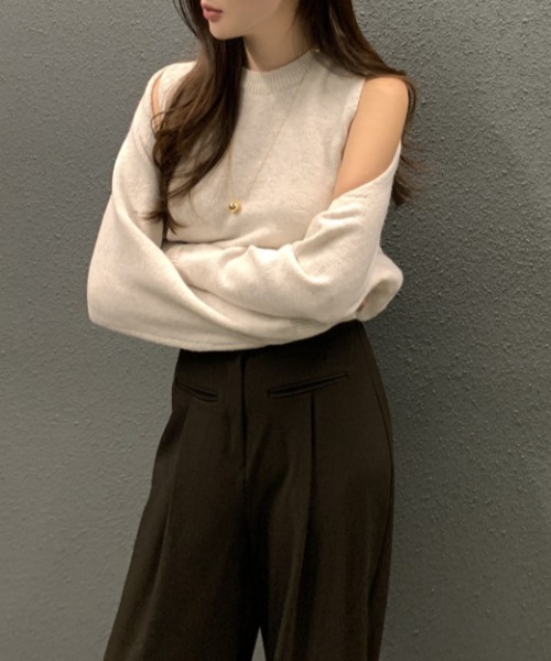 FREE STYLISTS(フリー スタイリスト)の「YUGA_YGMC ノースリーブインナー+ ボレロ ニットトップス(ニット/セーター・レディース・ブラック/オフホワイト/ライトグレー・FREE)」の20枚目の写真
