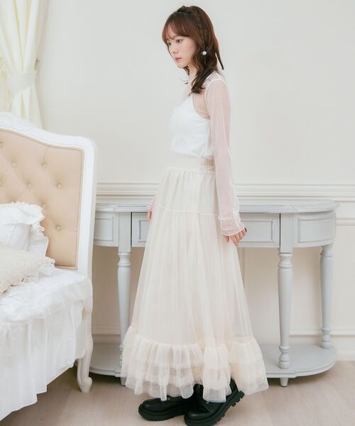 ems excite(エムズエキサイト)の「裾ボリュームチュールSK(スカート・レディース・ブラック/ナチュラル/ピンク・FREE)」の8枚目の写真