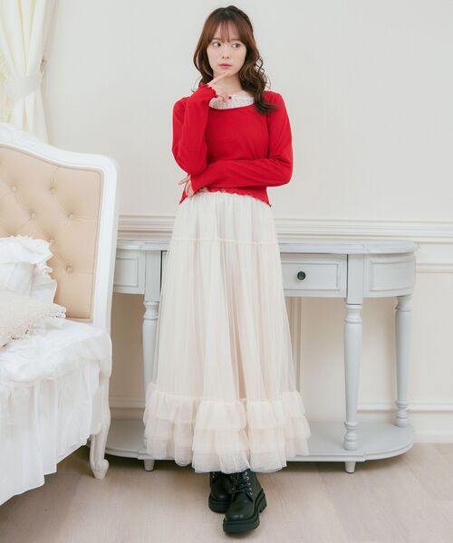 ems excite(エムズエキサイト)の「裾ボリュームチュールSK(スカート・レディース・ブラック/ナチュラル/ピンク・FREE)」の10枚目の写真