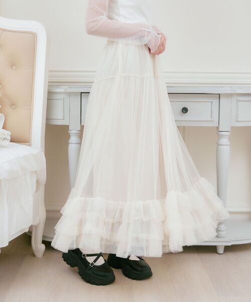 ems excite(エムズエキサイト)の「裾ボリュームチュールSK(スカート・レディース・ブラック/ナチュラル/ピンク・FREE)」の13枚目の写真