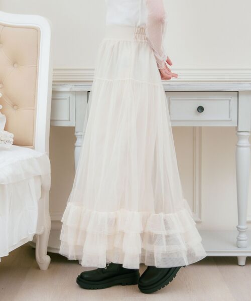 ems excite(エムズエキサイト)の「裾ボリュームチュールSK(スカート・レディース・ブラック/ナチュラル/ピンク・FREE)」の14枚目の写真