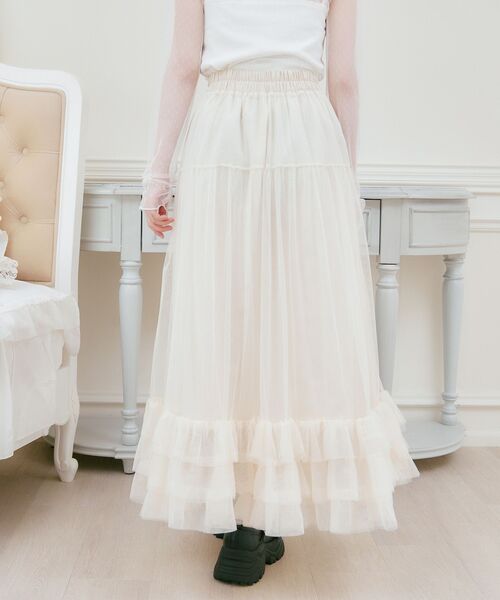 ems excite(エムズエキサイト)の「裾ボリュームチュールSK(スカート・レディース・ブラック/ナチュラル/ピンク・FREE)」の15枚目の写真