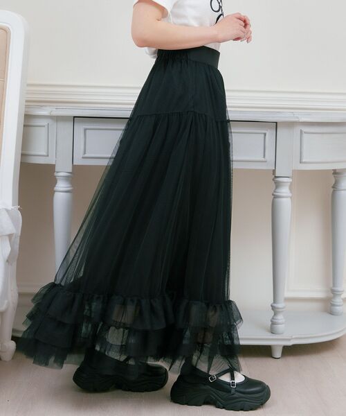 ems excite(エムズエキサイト)の「裾ボリュームチュールSK(スカート・レディース・ブラック/ナチュラル/ピンク・FREE)」の22枚目の写真