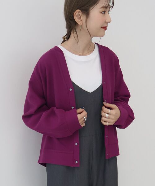 セール】Vネックスナップリップルカーディガン（カーディガン/ボレロ