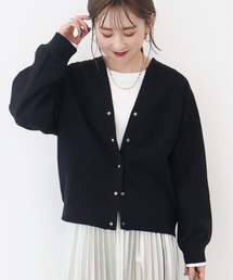 Vネックスナップリップルカーディガン