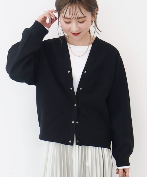 セール】Vネックスナップリップルカーディガン（カーディガン/ボレロ