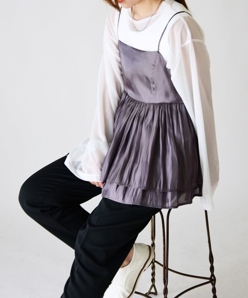 and it_（アンドイット）の「シャイニーサテンキャミソールビスチェ（キャミソール・レディース・チャコール/グレイッシュベージュ/ブラック・M/L）」の10枚目の写真